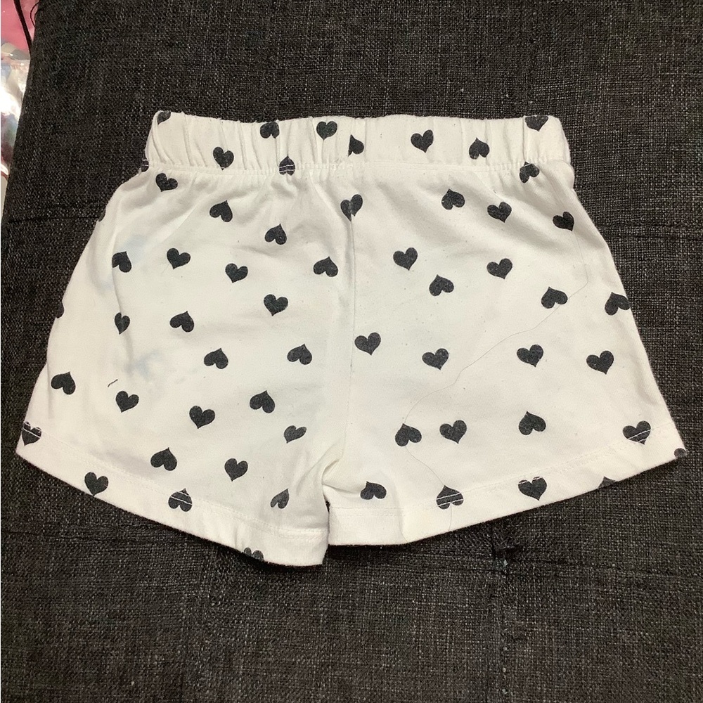 White Shorts with Black Heart Pattern